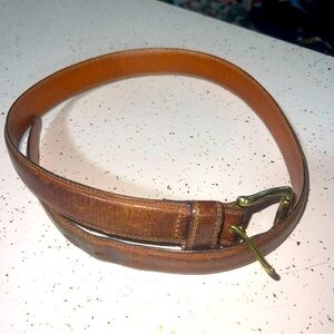 GAP Distressed Leather Belt Size 34 Medium Brown Solid Brass Buckle